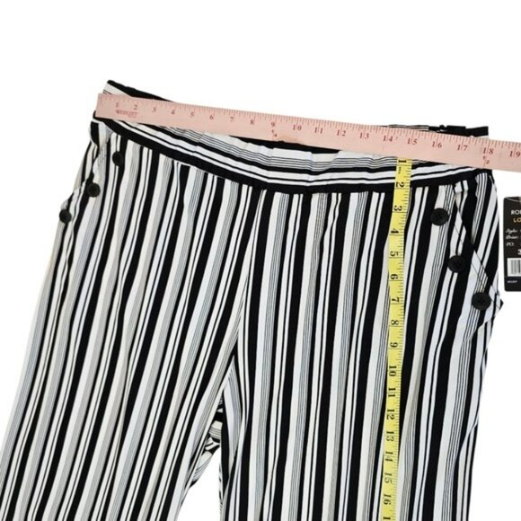 Robert Louis Women's Black White Striped Wide Leg Pants Size 3X Pull On NEW - Picture 8 of 12